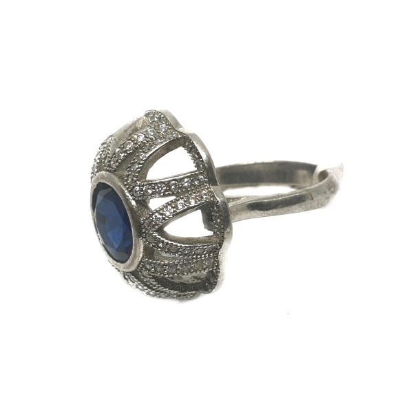 925 Sterling Silver Dark Blue Stone Ring MGA - LRS0062 - Image 2