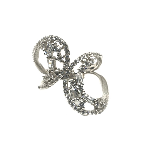 925 Sterling Silver CZ Diamond Cut Ring MGA - LRS1456