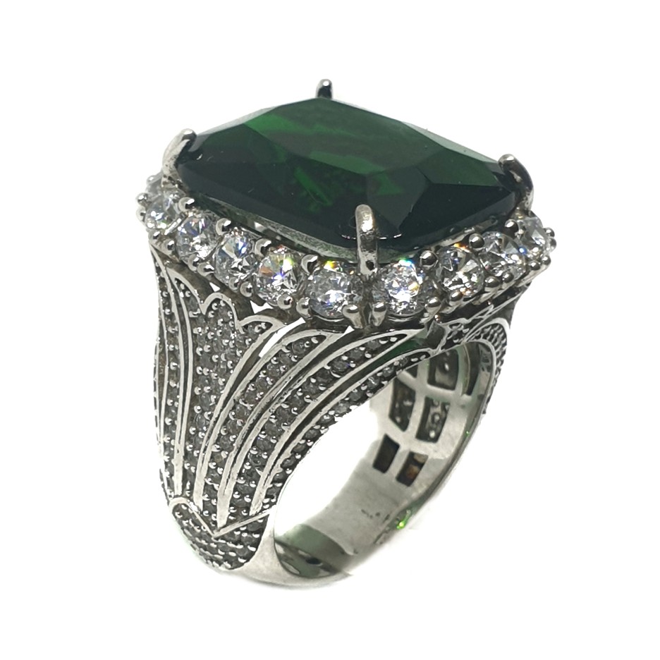 925 Sterling Silver Feroza Colour Stone Ring MGA - LRS0077 - Image 3