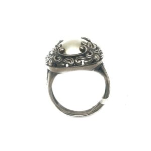 925 Sterling Silver Oxidised Pearl Ring MGA - LRS1288