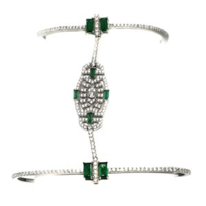 925 Sterling Silver Colour Stone Designer Kada Bracelet MGA - KRS0063