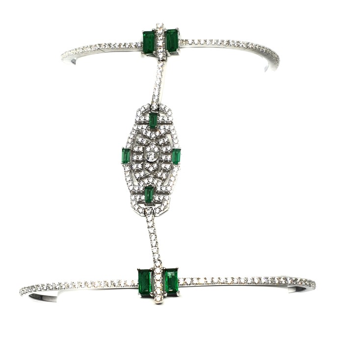 925 Sterling Silver Colour Stone Designer Kada Bracelet MGA - KRS0063