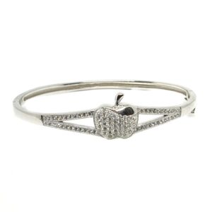925 Sterling Silver CZ Diamond Apple Shape kids Kada Bracelet MGA - BRS0369