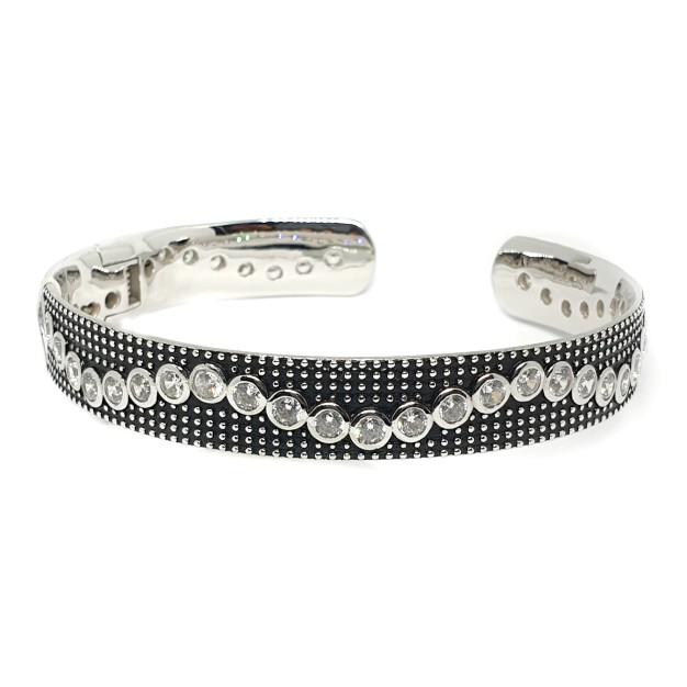 925 sterling silver cz diamond kada bracelet mga - krs0064