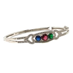 925 Sterling Silver Colour Stone Heart Shape Bracelet MGA - KRS0026
