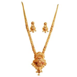 22k Gold Kalkatti Rajwadi Necklace With Earrings MGA - GLS081