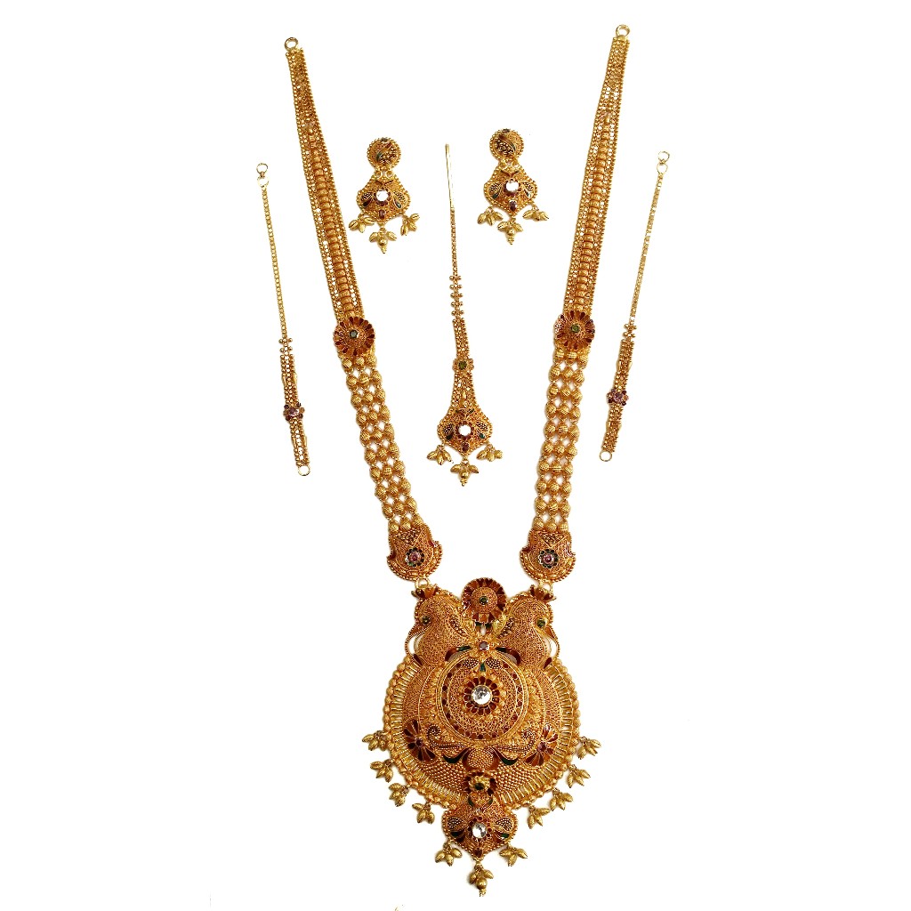 22k Gold Antique Complete Bridal Necklace Set MGA - GLS080