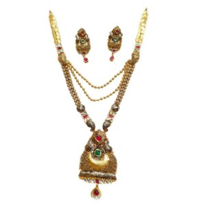 22k Gold Antique Oxidised Designer Necklace Set MGA - GLS070