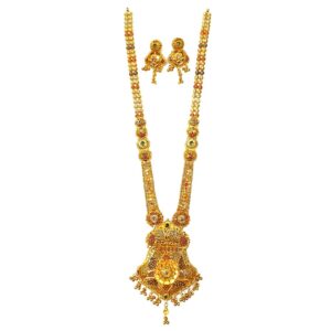 22kt gold kalkatti designer necklace with earrings mga - gls066