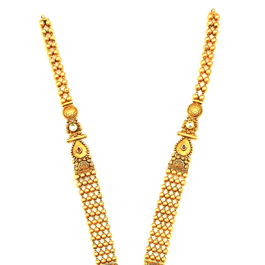 916 Gold Antique Designer Necklace MGA - GLS058 - Image 3