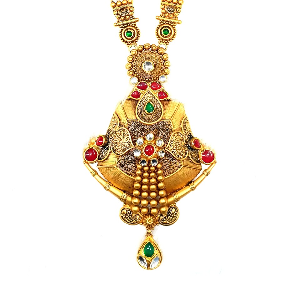 916 Gold Antique Designer Necklace MGA - GLS058 - Image 2