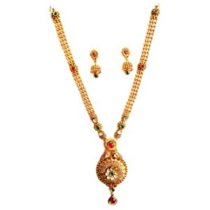 916 Gold Rajputana Antique Oxidised Necklace Set MGA - GLS053