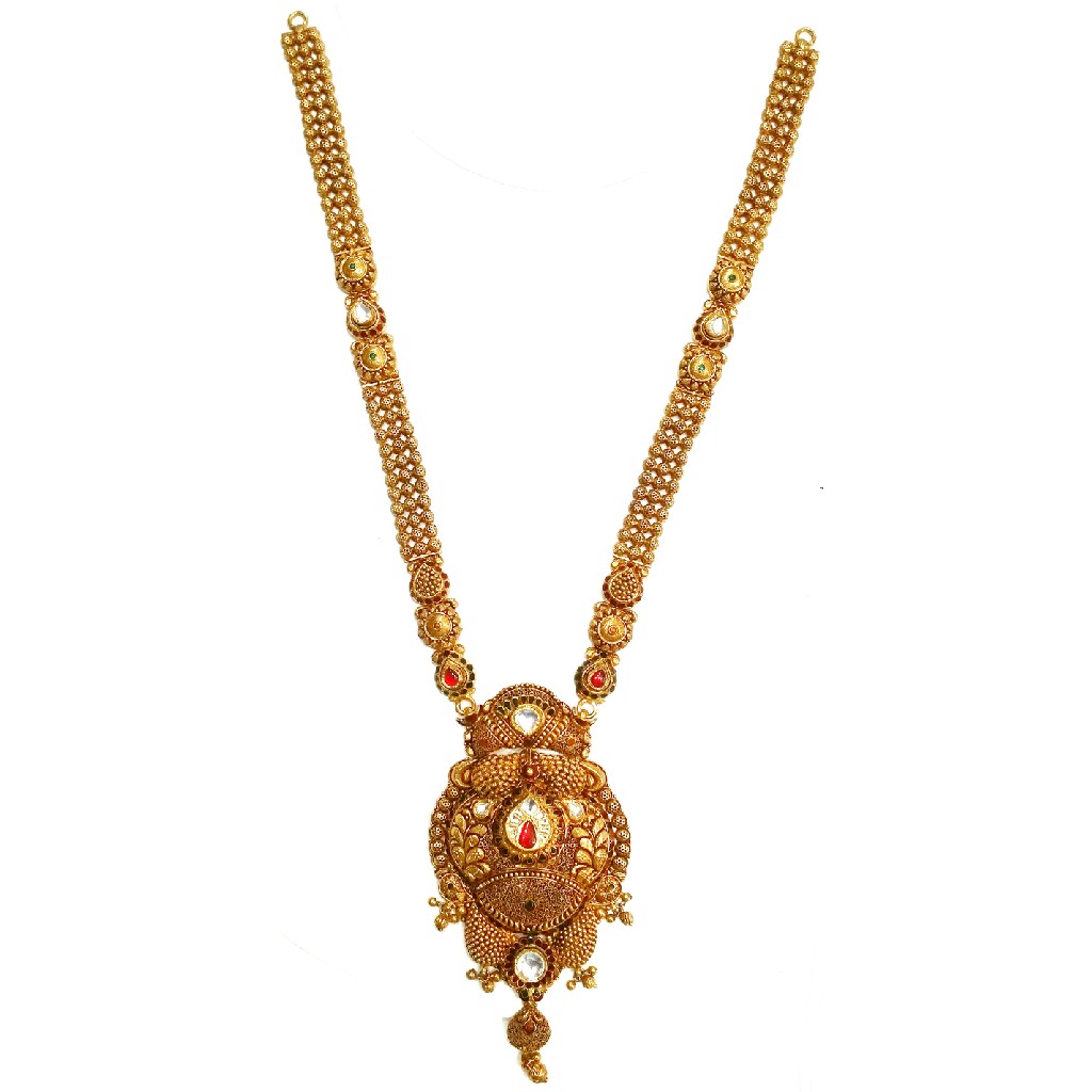 22k Gold Antique Rajwadi Necklace MGA - GLS052