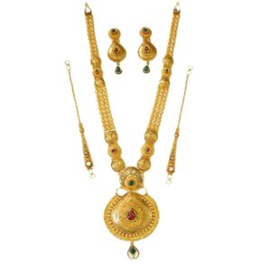 22k Gold Antique Rajwadi Necklace Set MGA - GLS051