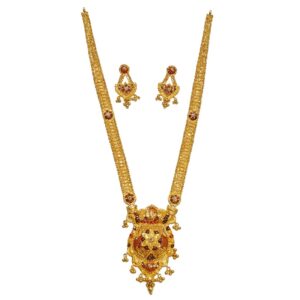 22k Gold Long Necklace With Earrings MGA - GLS049
