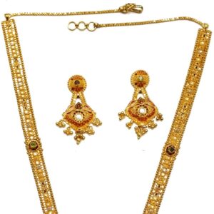 916 Gold Kalkatti Long Necklace Set MGA - GLS047