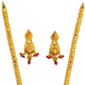 916 Gold Peacock Necklace Set MGA - GLS045