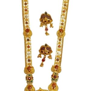 22k Rajwadi Flower Shape Necklace Set MGA - GLS044
