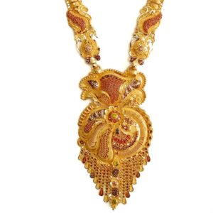 22k Gold Kalkatti Designer Long Necklace Set MGA - GLS042