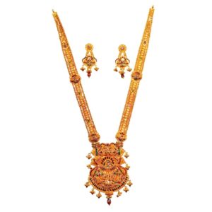 22kt Gold Rajwadi Meenakari Necklace Set MGA - GLS040