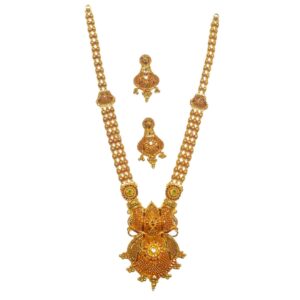 916 gold antique rajwadi necklace set mga - gls039