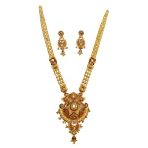 916 Gold Kalkatti Designer Necklace Set MGA - GLS035
