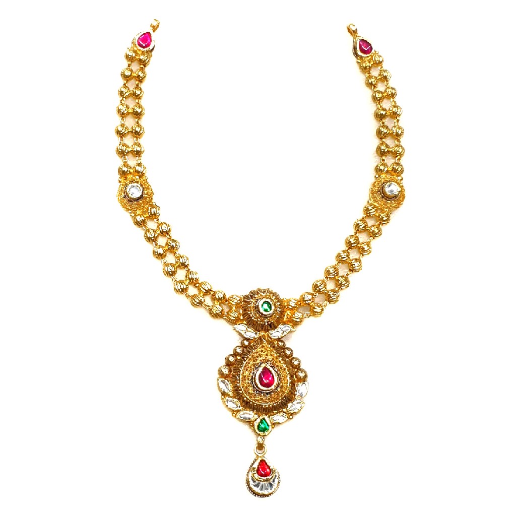 22k Gold Antique Half Necklace MGA - GN082
