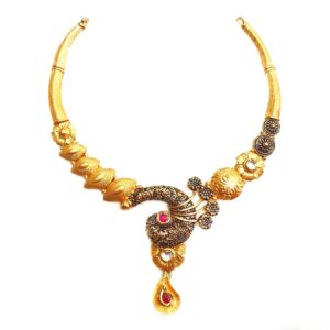 22k Gold Antique Rajwadi Nakkashi Necklace MGA - GN080