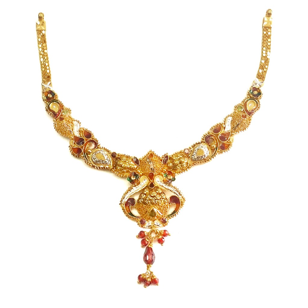 22kt Gold Fancy Meenakari Necklace MGA - GN070