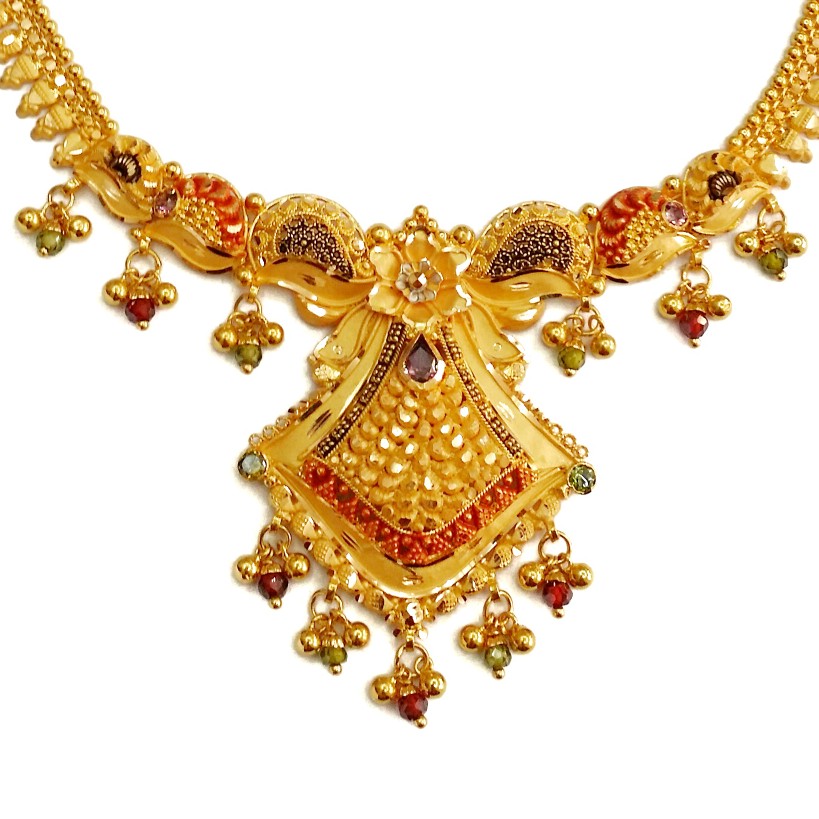 916 Gold Kalkatti Designer Necklace MGA - GN067 - Image 2