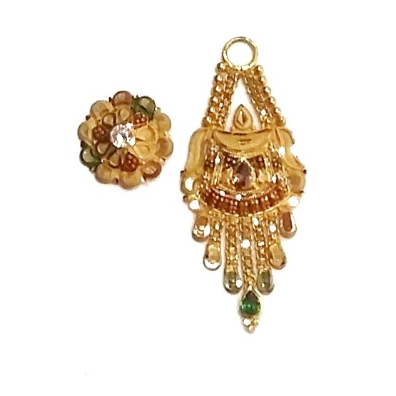 916 Gold Kalkatti Half Necklace Set MGA - GN058 - Image 3