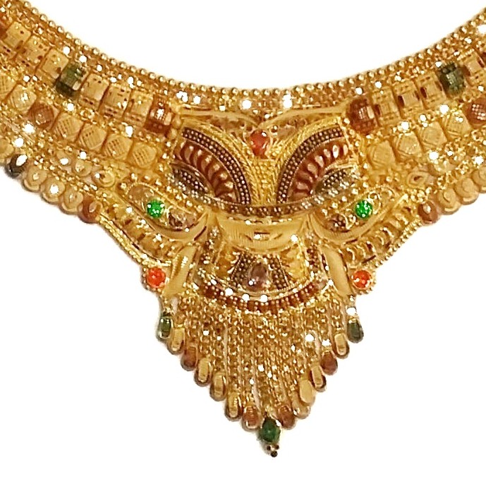 916 Gold Kalkatti Half Necklace Set MGA - GN058 - Image 2