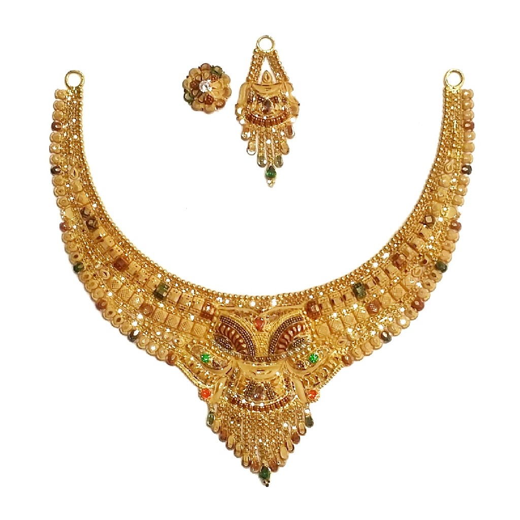 916 Gold Kalkatti Half Necklace Set MGA - GN058