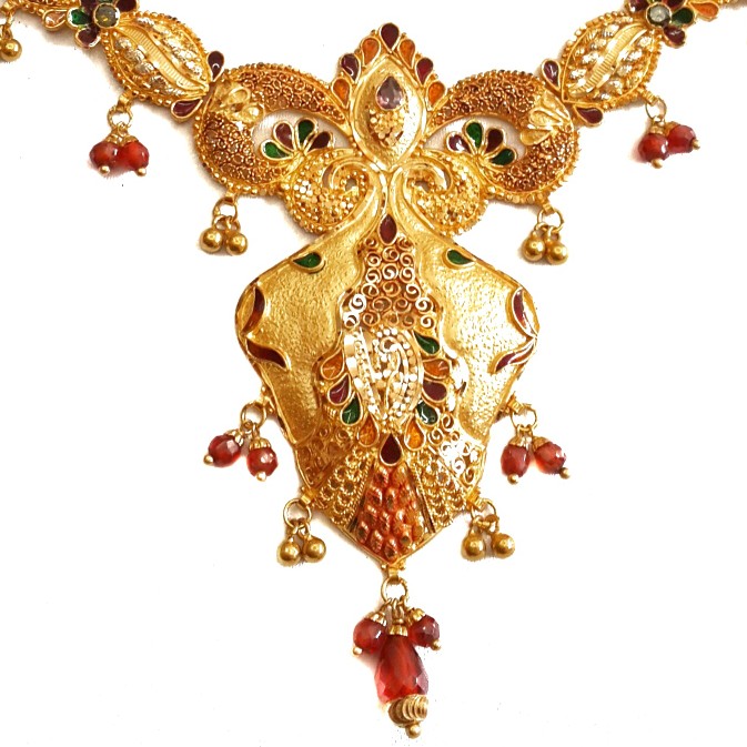 916 Gold Kalkatti Designer Necklace MGA - GN053 - Image 2