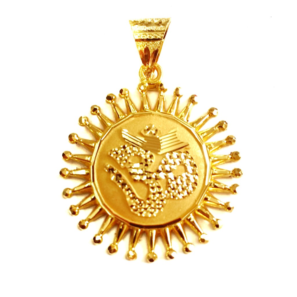 916 Gold Omkar Round Shaped Pendant MGA - GP012