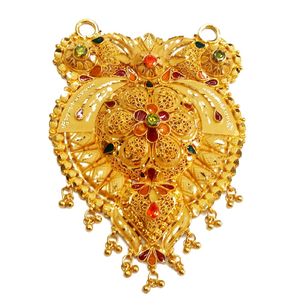 22k Gold Kalkatti Meenakari Mangalsutra Pendant MGA - GMP020