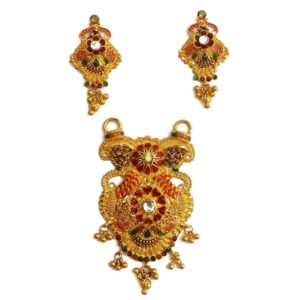 916 Gold Minakari Heart Shepherd Mangalsutra Pendant Set MGA - MGP019