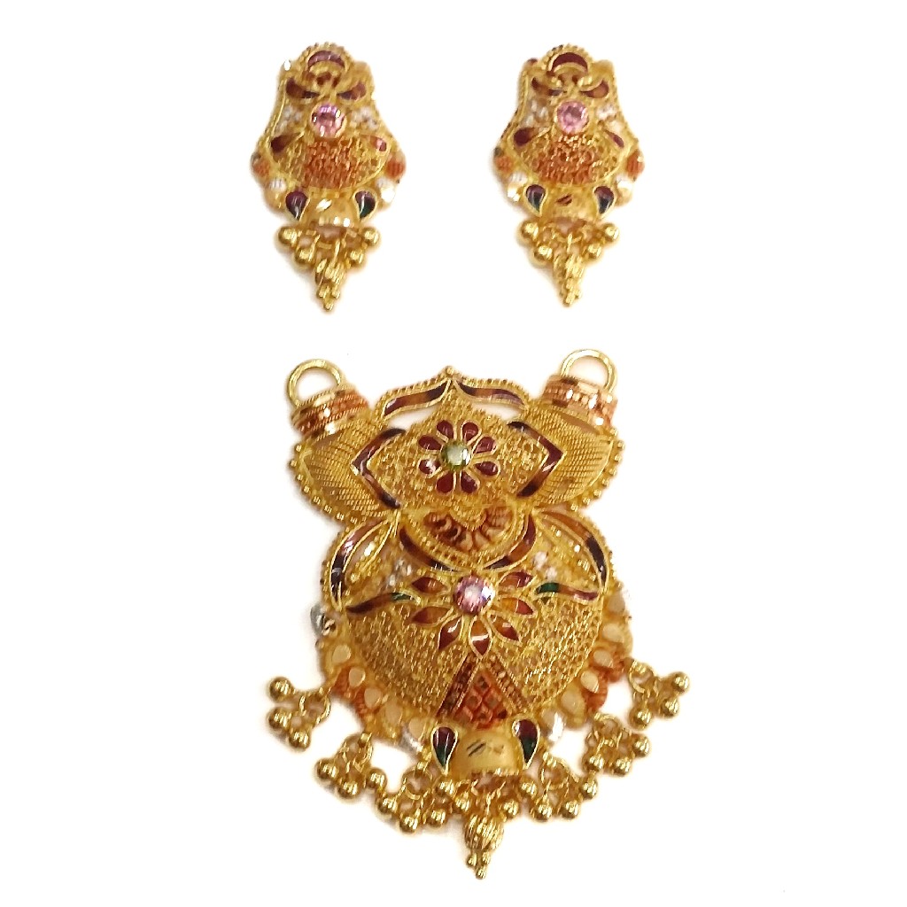22k Gold Kalkatti Meenakari Mangalsutra Pendant Set MGA - MGP018