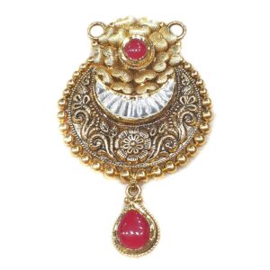 22k Gold flower Shaped Antique Oxidised mangalsutra pendant MGA - MGP016
