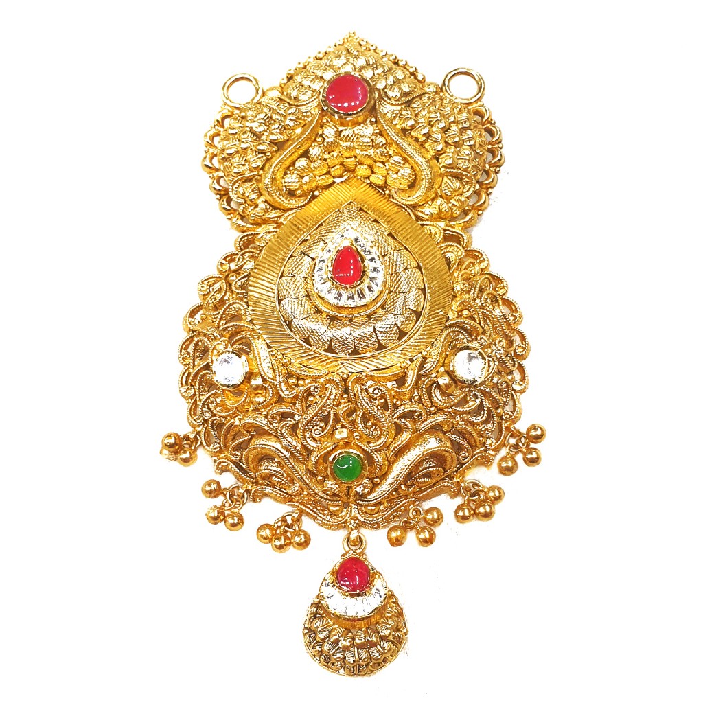 22k Goldb Rajputana Style Antique Oxidised Mangalsutra Pendant MGA - MGP015