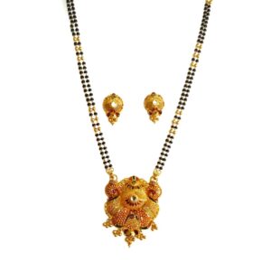 22k Gold Modern Stylish Meenakari Peacock Mangalsutra MGA - GM058
