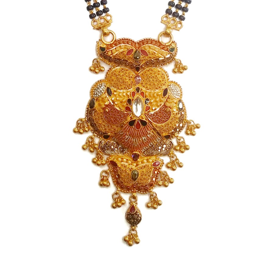22k Gold Kalkatti Rajwadi Mangalsutra MGA - GM056 - Image 2