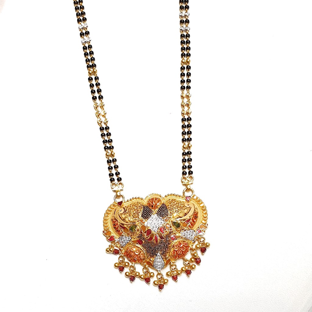 22k Gold CZ Diamond Minakari Mangalsutra MGA - GM052