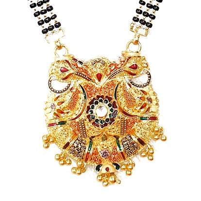 916 Gold Kalkatti Designer Three Line Mangalsutra MGA - GM050 - Image 2