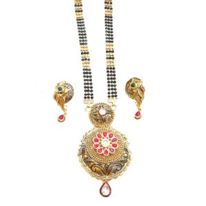 22k Gold intec Oxidised flower shape mangalsutra MGA - GM042