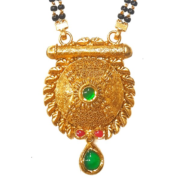 916 Gold Round Shape Antique Mangalsutra MGA - GM037 - Image 2