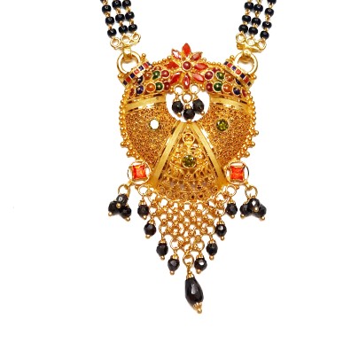 22kt Gold Kalkatti 3 Line Mangalsutra MGA - GM030 - Image 2