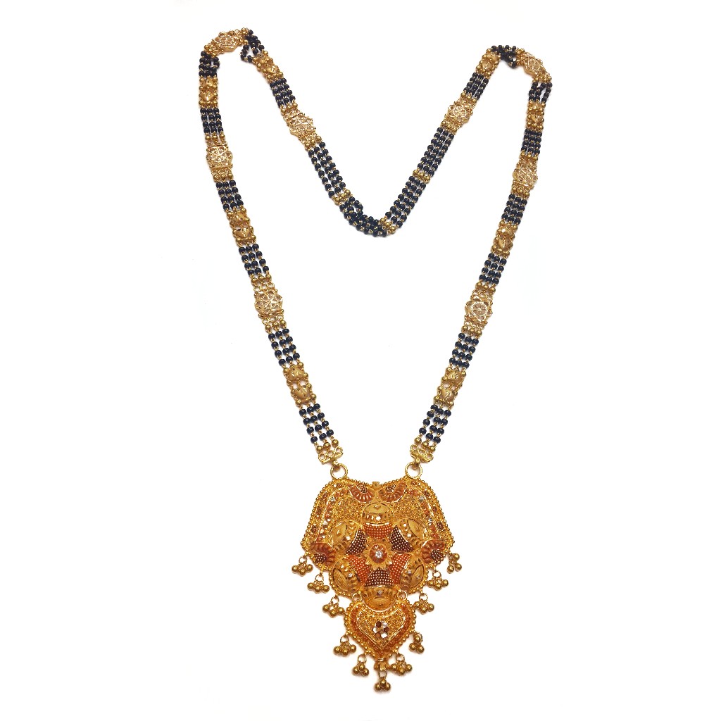 22k gold modern design flower shape mangalsutra mga - gm027