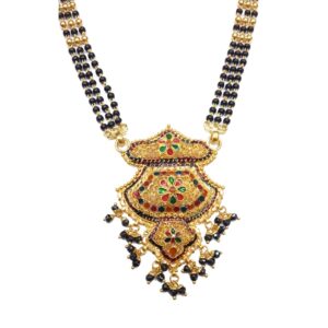916 Gold Meenakari Flower Shape Mangalsutra MGA - GM025