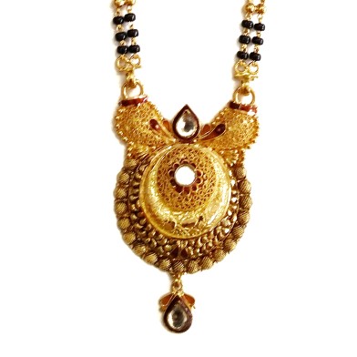 22k Gold Antique 2 Line Black Para Mangalsutra MGA - MGP019 - Image 2